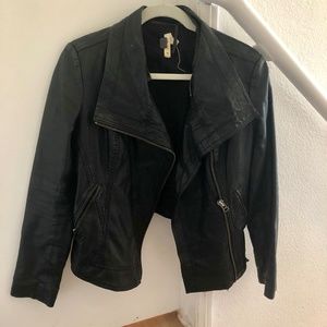 Free People Vegan Faux Black Leather Jacket 4 S/M